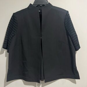 Ming Wang Black Jacket with Textured Sleeves